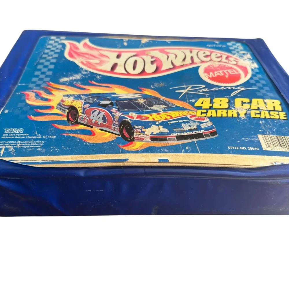 Vintage 1997 Hot Wheels Racing 48 Car Carry Case Tara Toy Blue with 24 Cars